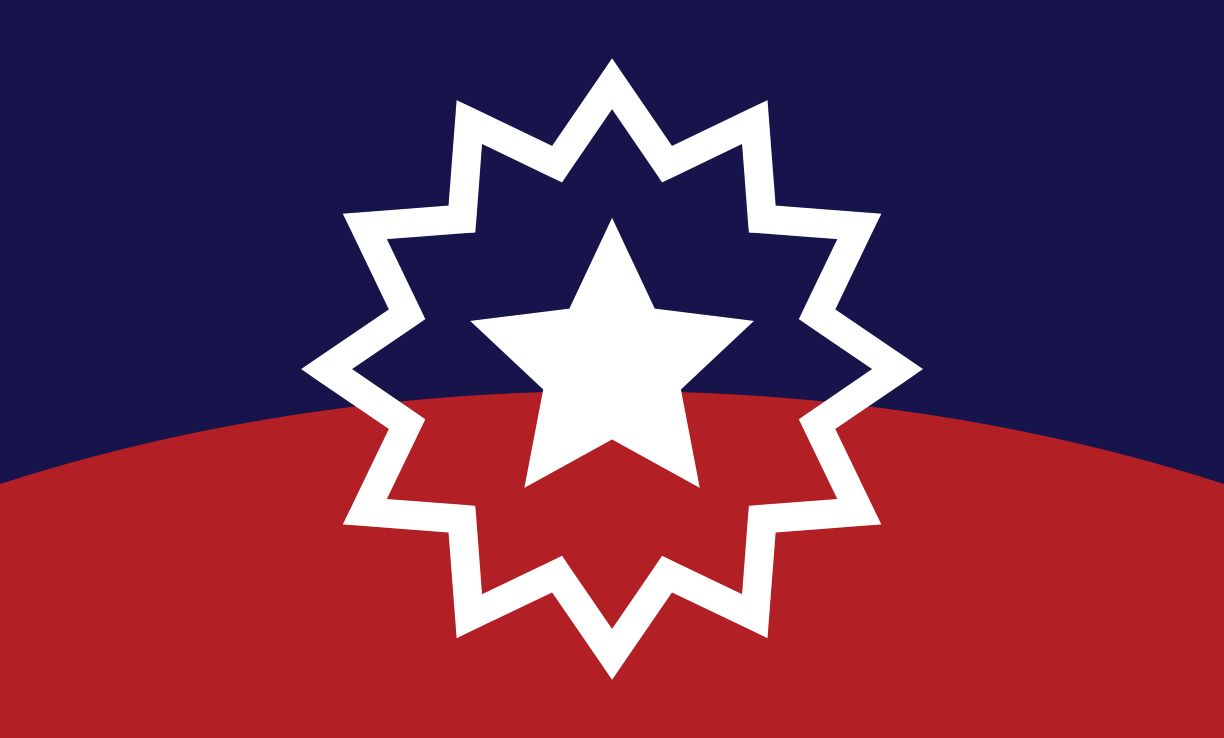 Red and blue Juneteenth flag with star in the middle