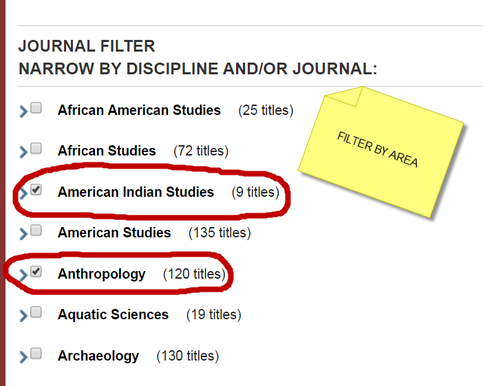 image: JSTOR journal filter