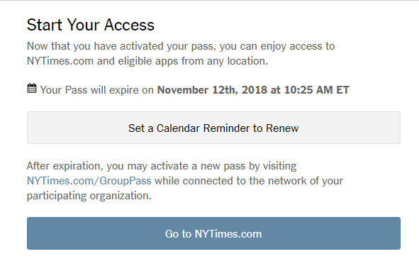 group pass activation confirmation