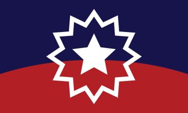 Red and blue Juneteenth flag with star in the middle